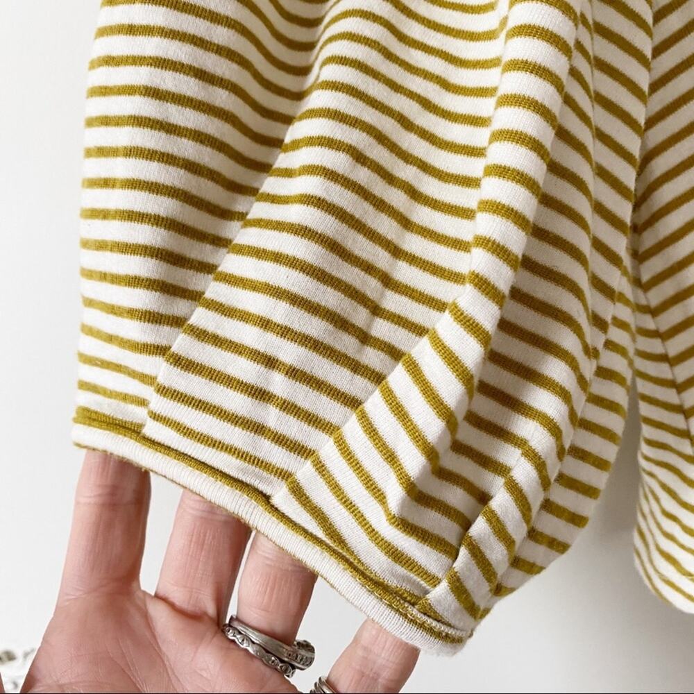 Anthropologie Eri + Ali Gold Striped Balloon Sleeve Top XS - Picture 5 of 8